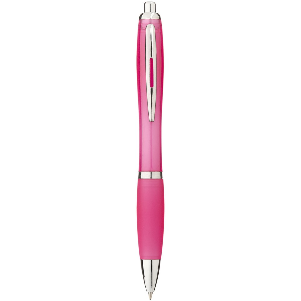 Stylo bille avec corps et grip colorés Nash (encre bleue) rose