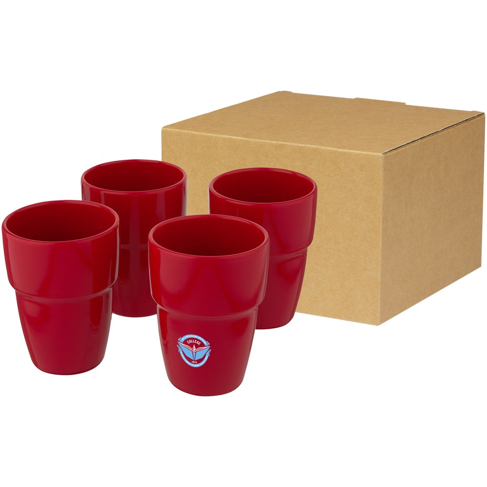 Staki 4-teiliges Geschenkset aus stapelbaren 280 ml Bechern rot