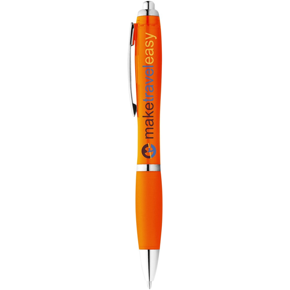 Stylo bille avec corps et grip colorés Nash (encre bleue) Orange