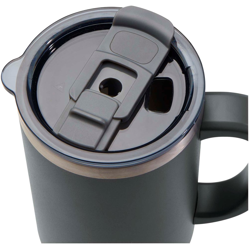 Mug Sydney 1200 ml double paroi certifié RCS avec isolation par le vide et couche de cuivre avec paille gris