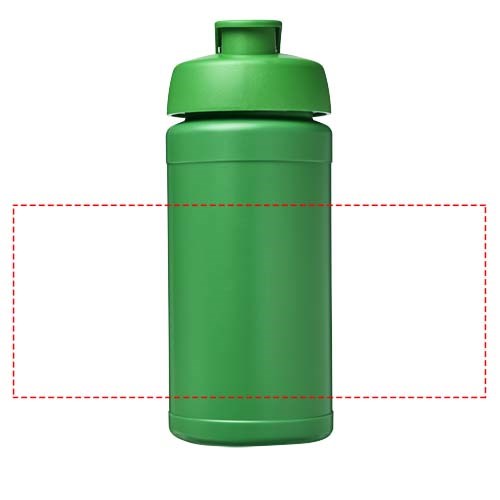 Bouteille de sport Baseline de 500 ml recyclée avec couvercle rabattable Vert, Vert