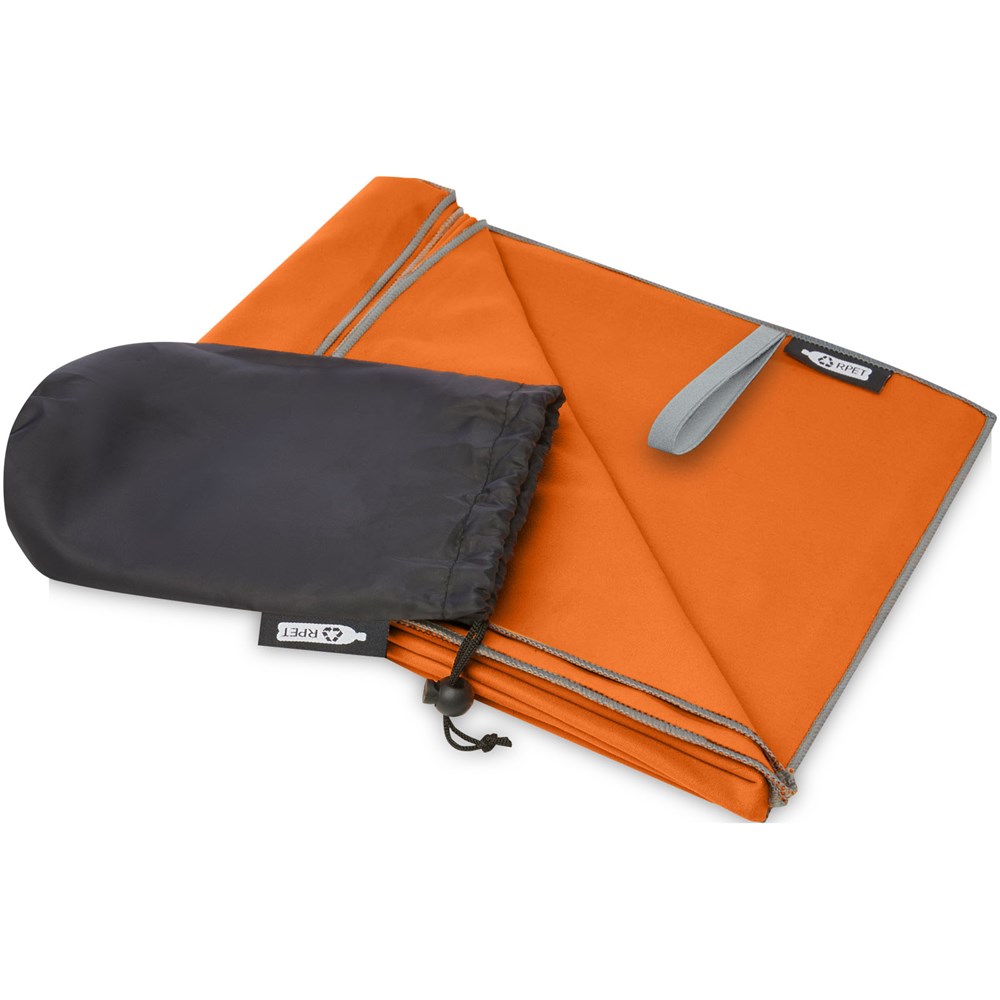 Serviette Pieter ultra-légère à séchage rapide fabriquée en PET recyclé 130 x 80 cm orange