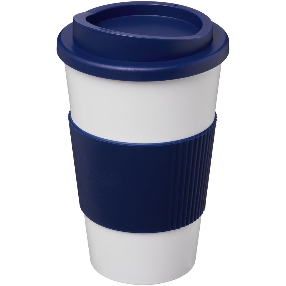 Gobelet Americano® isolant de 350 ml avec grip Bleu, Blanc