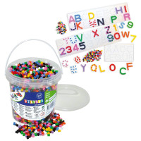 Plaques lettres et chiffres, set de 3 pièces incl. 5000 perles thermocollantes Playbox