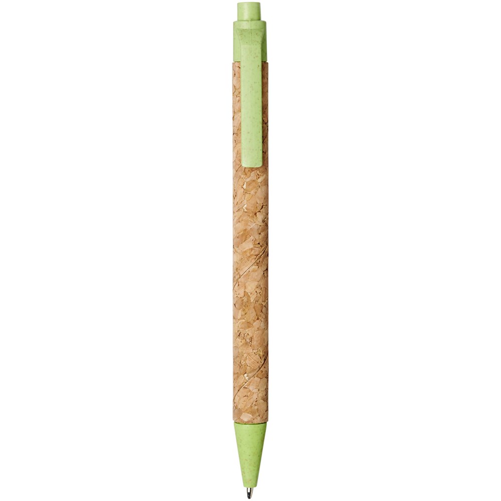 Stylo bille Midar en liège et paille de blé (encre noire) Naturel, Vert pomme