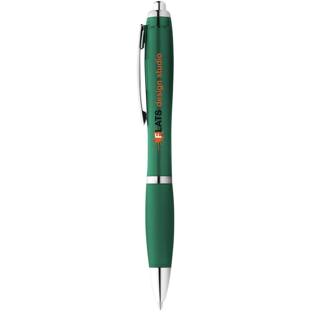 Stylo bille avec corps et grip colorés Nash (encre bleue) vert