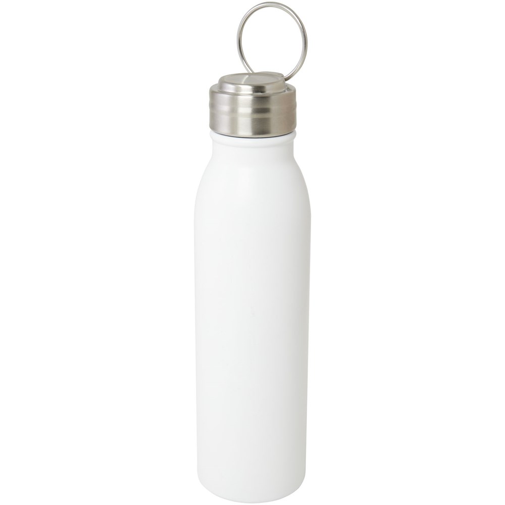 Bouteille d'eau Harper de 700 ml en acier inoxydable certifié RCS avec boucle métallique blanc