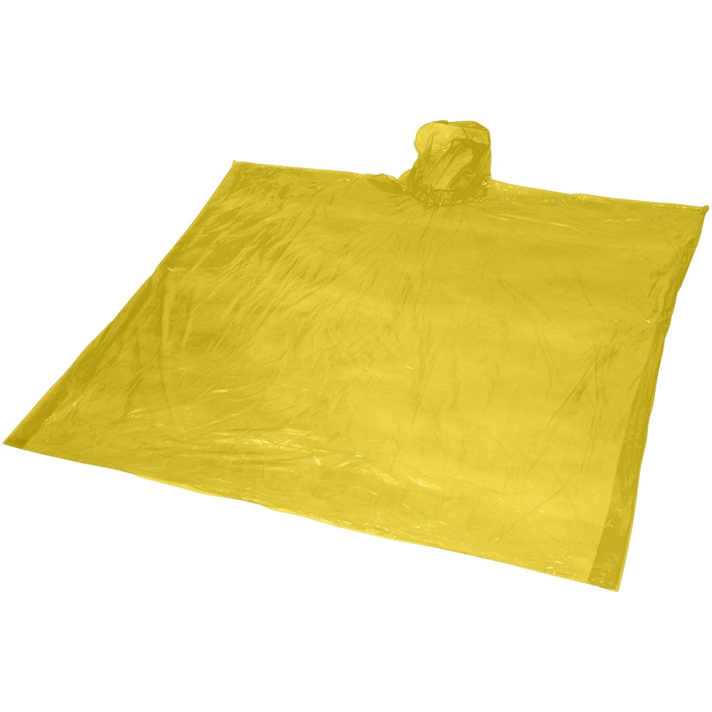 Poncho jetable pour la pluie Mayan recyclé certifié GRS avec pochette de rangement jaune