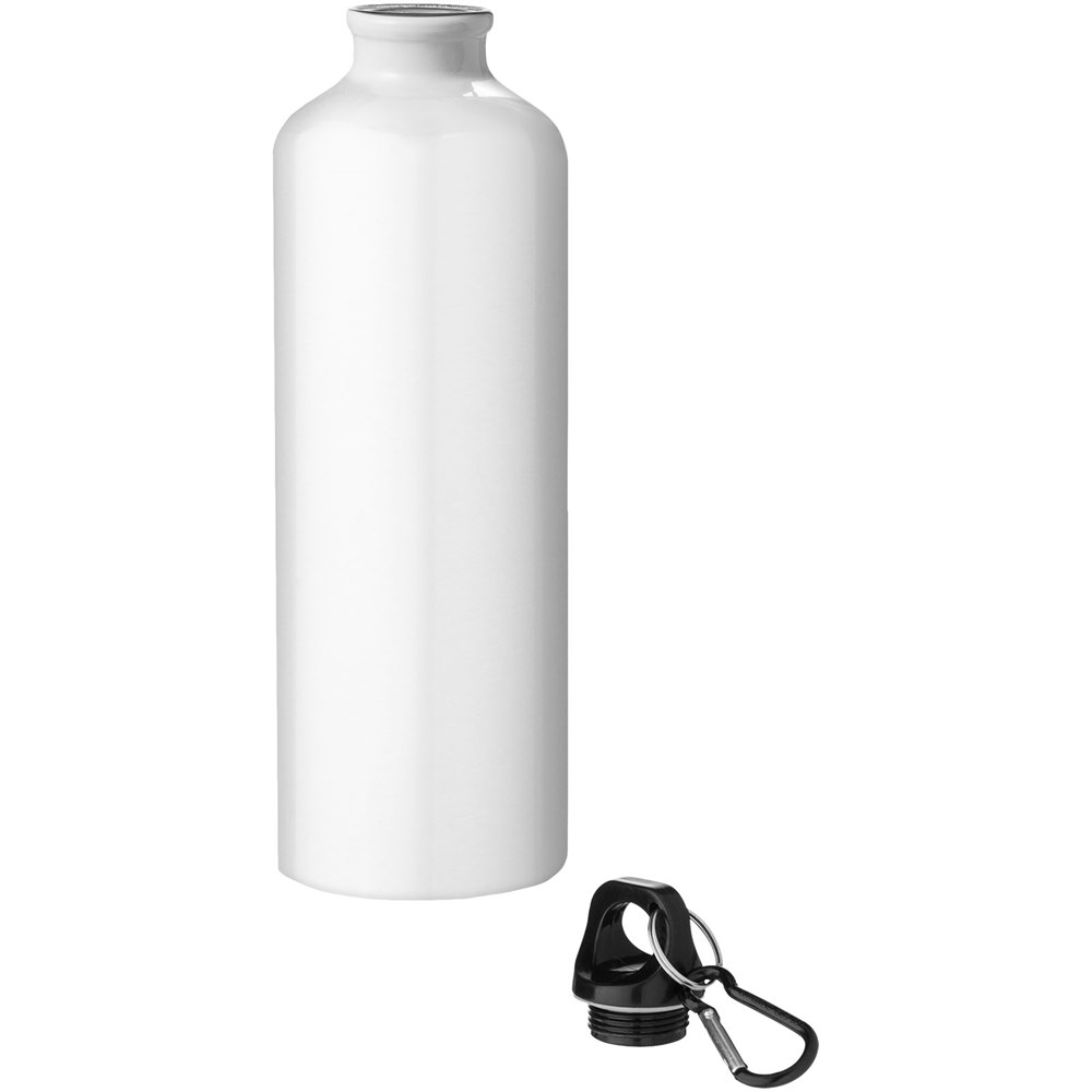 Bouteille d'eau Oregon de 770 ml en aluminium recyclé certifié RCS avec mousqueton blanc