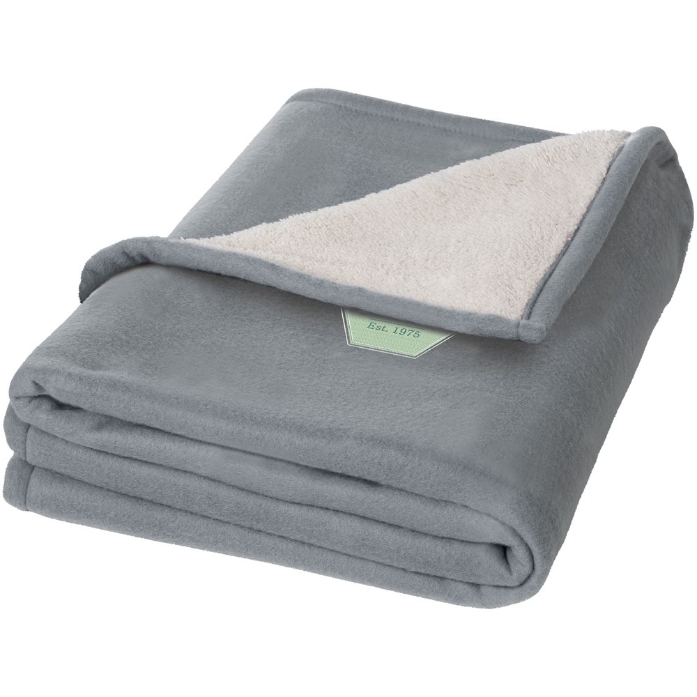 Plaid Springwood en polaire sherpa douce Gris, Blanc cassé