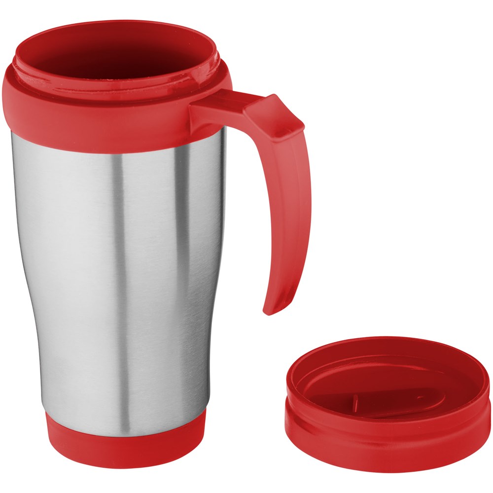 Mug isotherme Sanibel 400ml Argent, Rouge