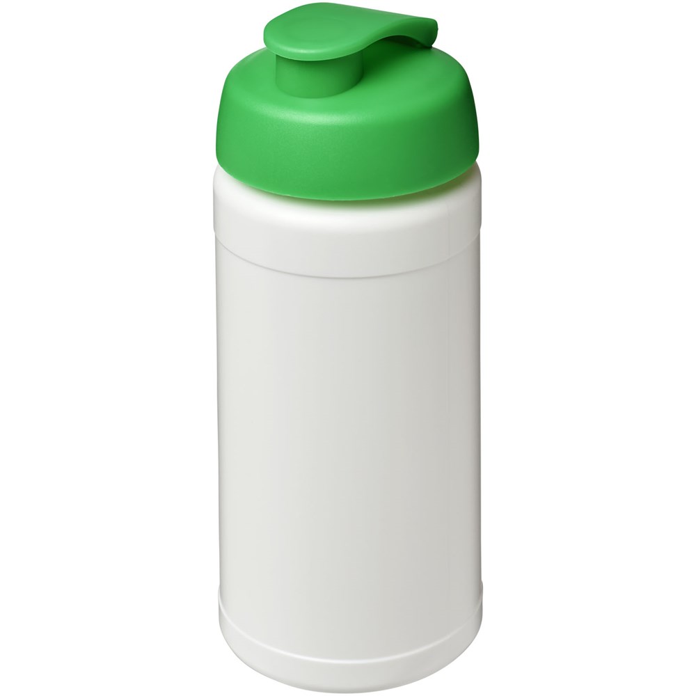 Bouteille de sport Baseline de 500 ml recyclée avec couvercle rabattable Blanc, Vert