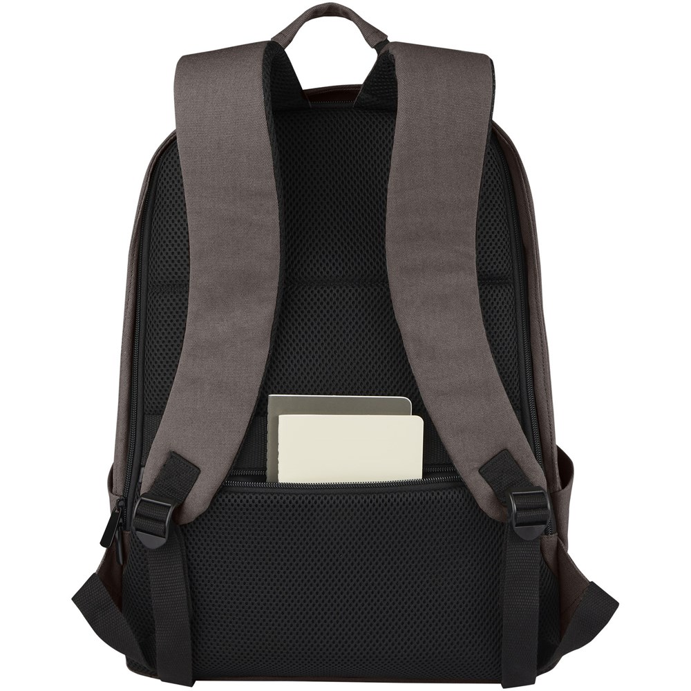 Joey 15,6 Zoll Anti-Diebstahl Laptop Rucksack 18 L aus GRS-recyceltem Canvas grau